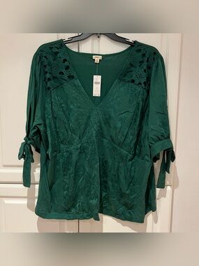 Tiny Ophelia Embroidered Top Anthropologie Plus Size 3X Emerald Green NWT